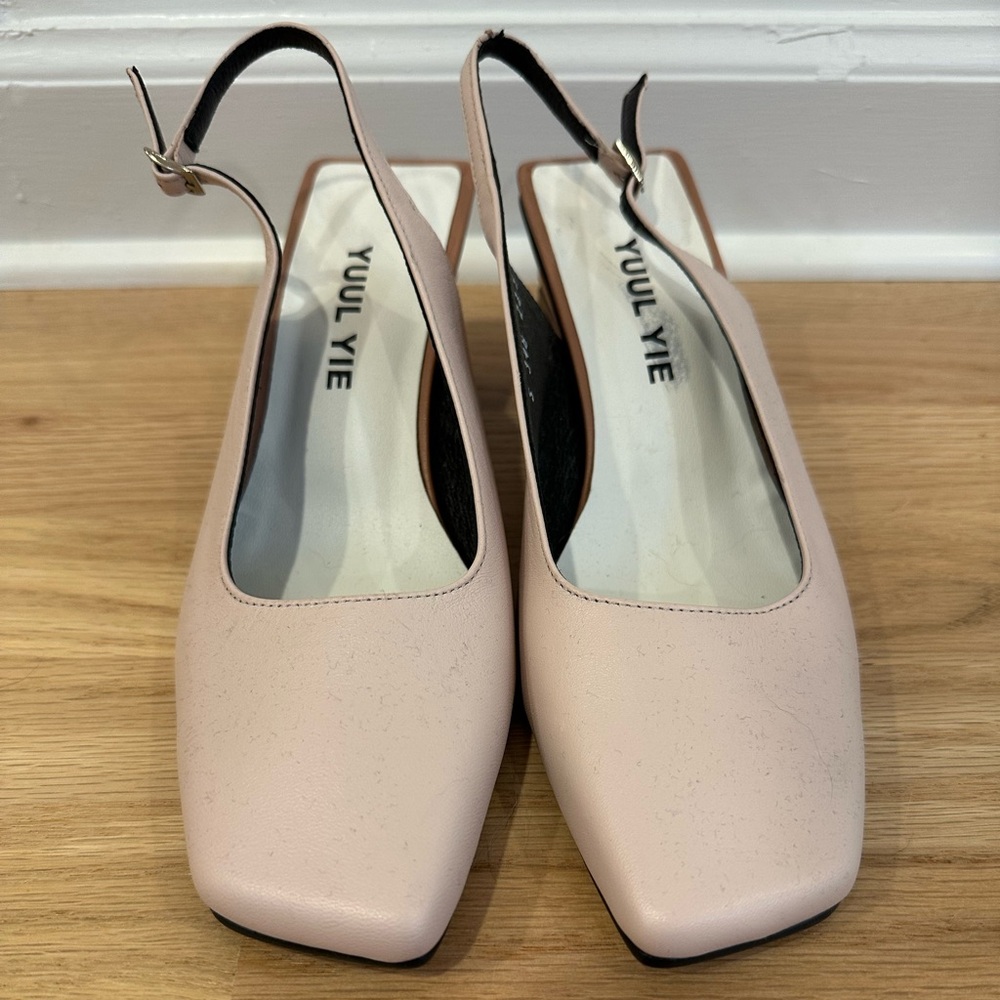 Yuul Yie Blush Slingback Heels with Color Block Heel